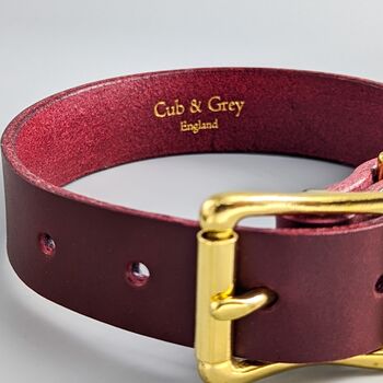 Personalised Burgundy Leather Dog Collar, 2 of 7