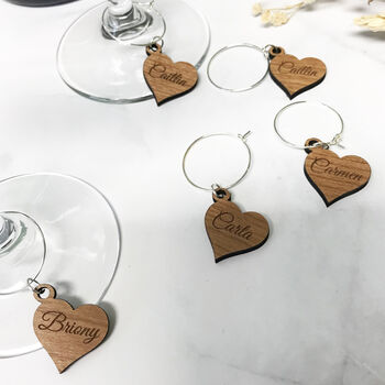 Personalised Five Party Heart Wine Glass Charms, 9 of 12