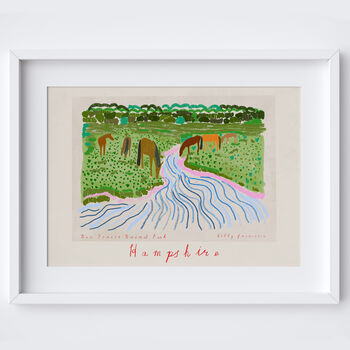 New Forest Ponies Art Print Hampshire Travel Poster, 2 of 5