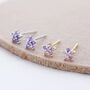 Sterling Silver Lilac Purple Flower Cz Stud Earrings, thumbnail 4 of 12