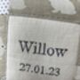 White Rabbits Name And Date Cushion, thumbnail 5 of 5