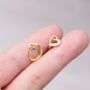 Gold Open Heart Huggie Hoops, Heart Cz Hoops, Minimalistic Hoops, thumbnail 2 of 7