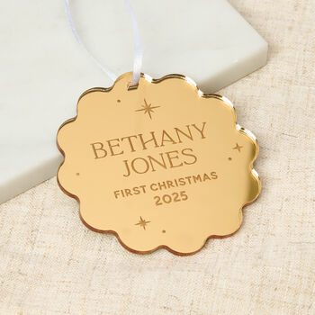 Personalised Metallic First Christmas Decoration, 2 of 2
