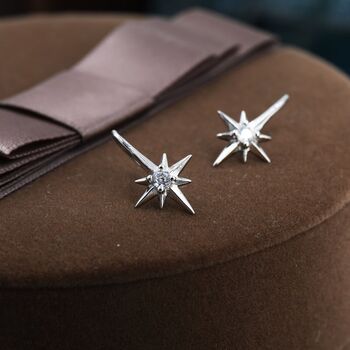Starburst Drop Hook Earrings In Sterling Silver, 5 of 12