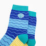 Embroidered Scallop Shell Combed Cotton Socks In Blue, thumbnail 2 of 4