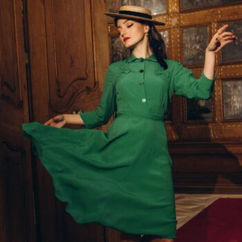 Polly Dress In Apple Green Vintage 1940s Style, 2 of 2
