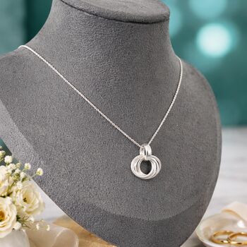 50th Birthday Sterling Silver Five Ring Pendant Necklace, 4 of 6