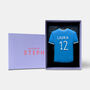 Personalised Football Shirt Letterbox Cookie Blue, thumbnail 3 of 8