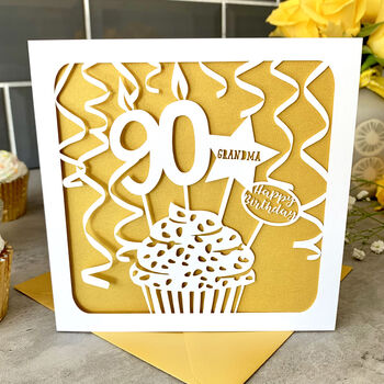 Personalised Cupcake 90th Birthday Card, 2 of 4