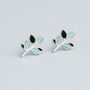 Sterling Silver Blue Leaf Stud Earrings, thumbnail 2 of 5