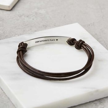 Personalised Sterling Silver And Leather Bracelet, 5 of 6