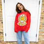 Deck The Halls Women's Christmas Jumper In Red, thumbnail 4 of 5