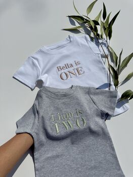 Birthday Personalised Premium Crewneck T Shirt Cotton Boys Girls, 6 of 7