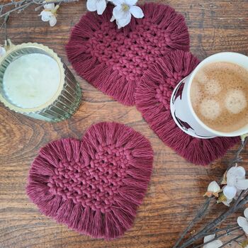 Heart Drink Macrame Coaster Set, 7 of 7