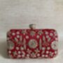 Red Handcrafted Raw Silk Clutch Bag, thumbnail 6 of 10