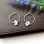 Sterling Silver Cherry Blossom Flower Hoop Earrings, thumbnail 2 of 9