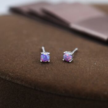 Tiny Cosmic Dust Purple Opal Stud Earrings, 4 of 10