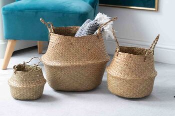 Seagrass Belly Storage Baskets Three Sizes Or Set, 2 of 6