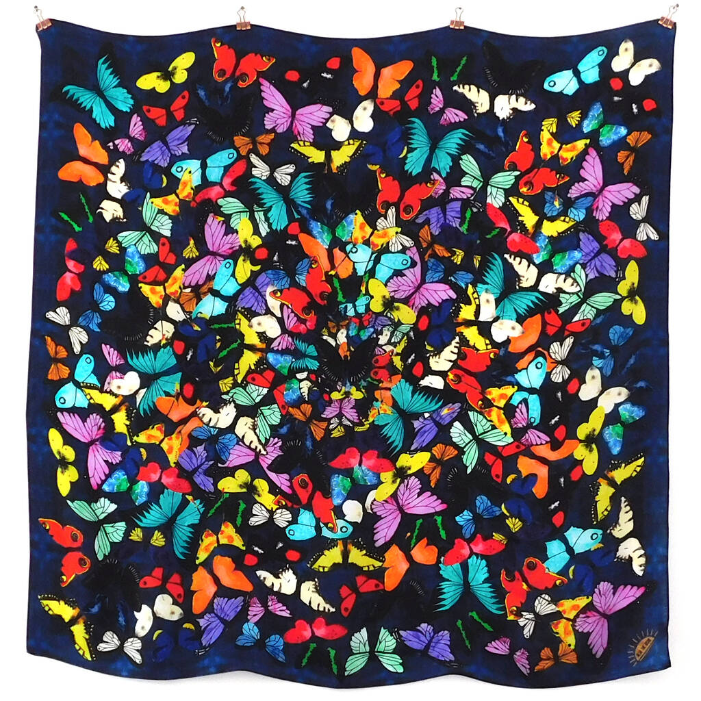 Lepidoptera Butterfly Print Silk Scarf, 1 of 11