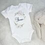 Floral Personalised Baby Grow With Name, thumbnail 2 of 3