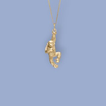Cheeky Monkey Necklace In 18ct Gold Plated Silver, 10 of 12