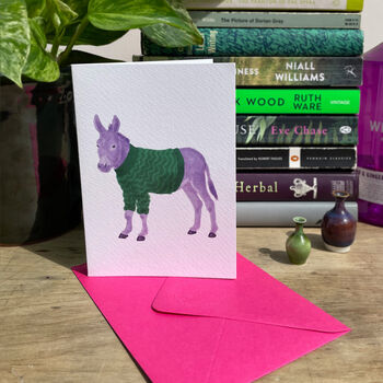 Purple Donkey Illustrated Blank Greeting Card, 2 of 11