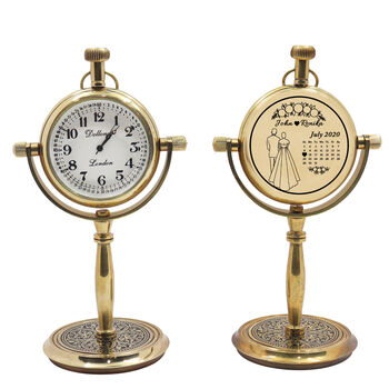 Engraved 5th Anniversary Gold Colour Desk Clock Gift, 3 of 12