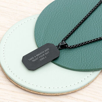 Personalised Men’s Contemporary Black Dog Tag Necklace, 10 of 12