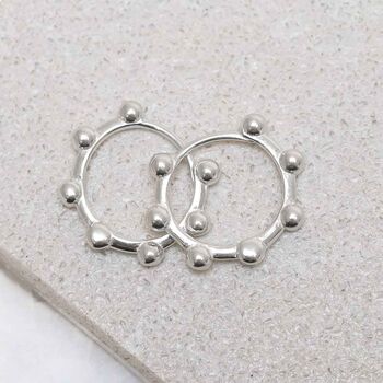 Sterling Silver Satellite Mini Hoops, 3 of 6