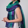 100% Mulberry Silk Scarf, Emerald Green Purple, Aurora Borealis In Gift Box, thumbnail 3 of 9