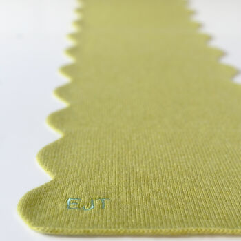 Personalised Scallop Edge Cashmere Scarf In Lime, 5 of 8