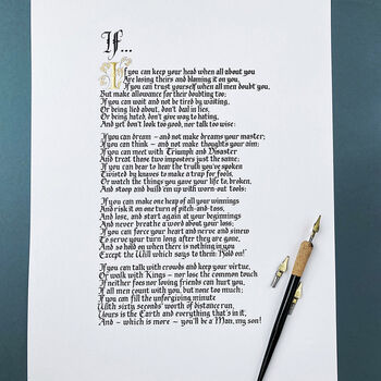 If By Rudyard Kipling Poetry Calligraphy Print Unframed, 6 of 7