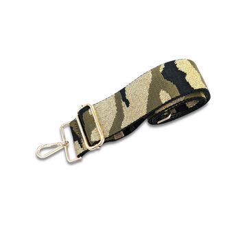 Gold Leather Crossbody Bag And Green Camo Strap, 6 of 10