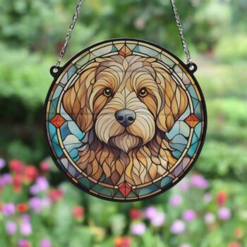 Goldendoodle Stained Glass Effect Suncatcher, 3 of 3