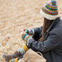 Fair Trade Unisex Bobble Hat Fair Isle Lined Waste Wool, thumbnail 7 of 10