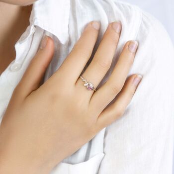 Dainty Pink Tourmaline And Pearl Ring, 3 of 7