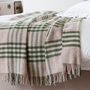 Extra Large Natural And Olive Green Check Wool Throw, thumbnail 2 of 3