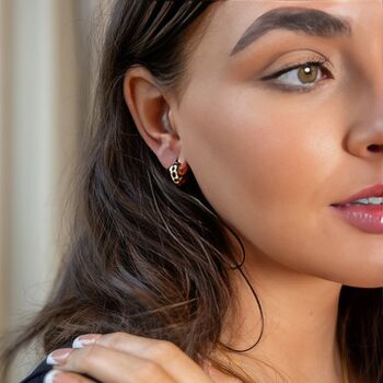 Yellow Gold Plated Half Hoop Star Earrings, 3 of 7