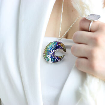 Rainbow Aura Quartz Crescent Moon Necklace, 5 of 6