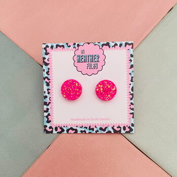 Circle Glitter Stud Earrings *More Colours Available*, 11 of 12