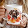Personalised Dog Mug Liver And White Shorthaired Pointer In An Autumn Wreath, thumbnail 1 of 2