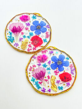 Statement Earrings With Colourful Flowers In Silver, 6 of 12