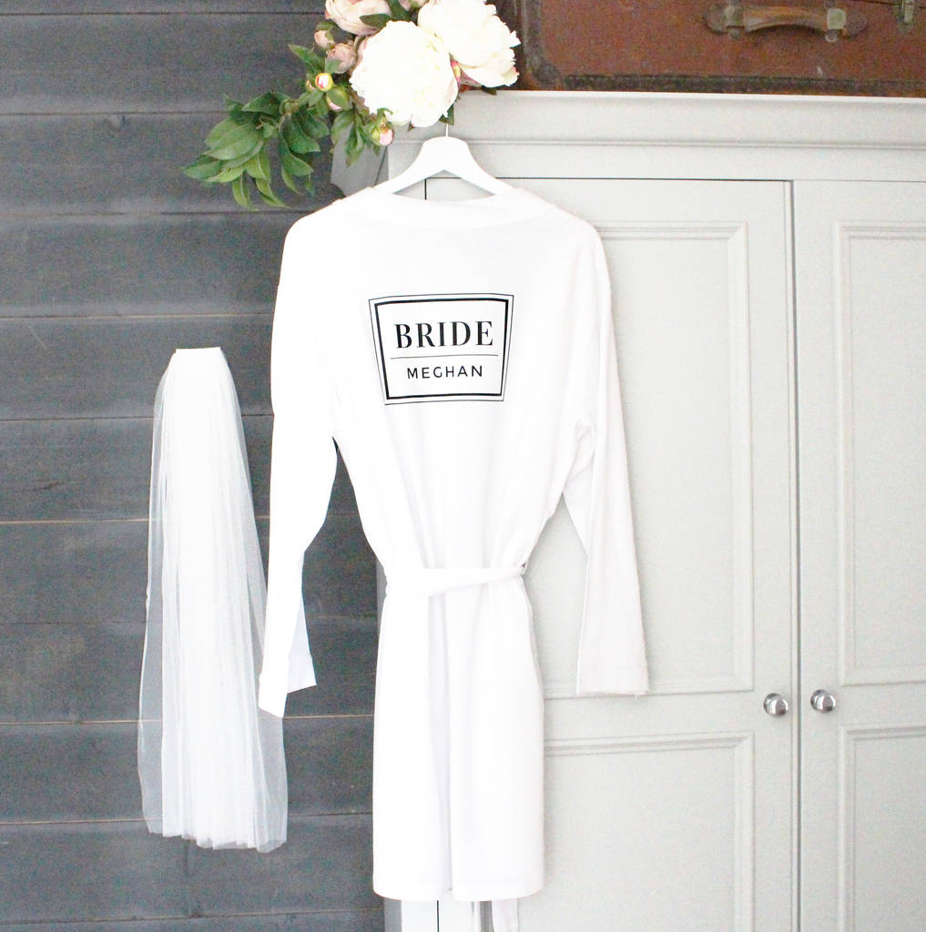 'Bride' Personalised Wedding Robe By Precious Little Plum
