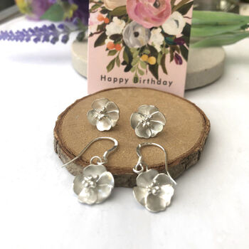 Sterling Silver Buttercup Flower Earrings, 11 of 12
