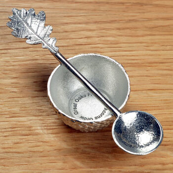 Pewter Acorn Christening Egg Cup Spoon Gift Set, 5 of 11