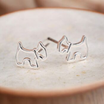 Sterling Silver Scottie Dog Stud Earrings, 2 of 9