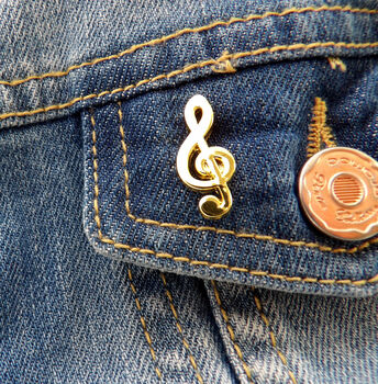Gold Or Silver Treble Clef Lapel Pin, 2 of 7