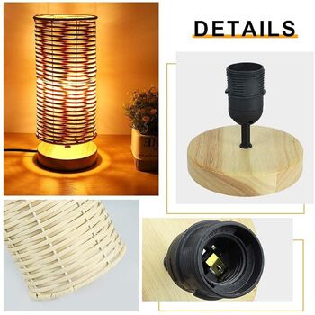 Round Handmade Rattan Bedside Table Lamp, 3 of 9