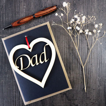 Father's Day Card With Woodcut Keepsake, 3 of 5
