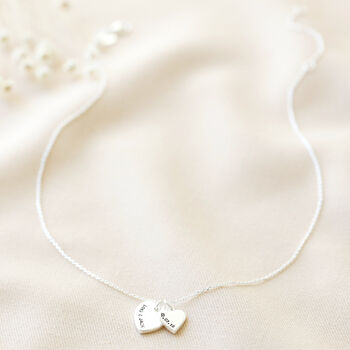 Personalised Double Heart Charm Necklace, 10 of 12